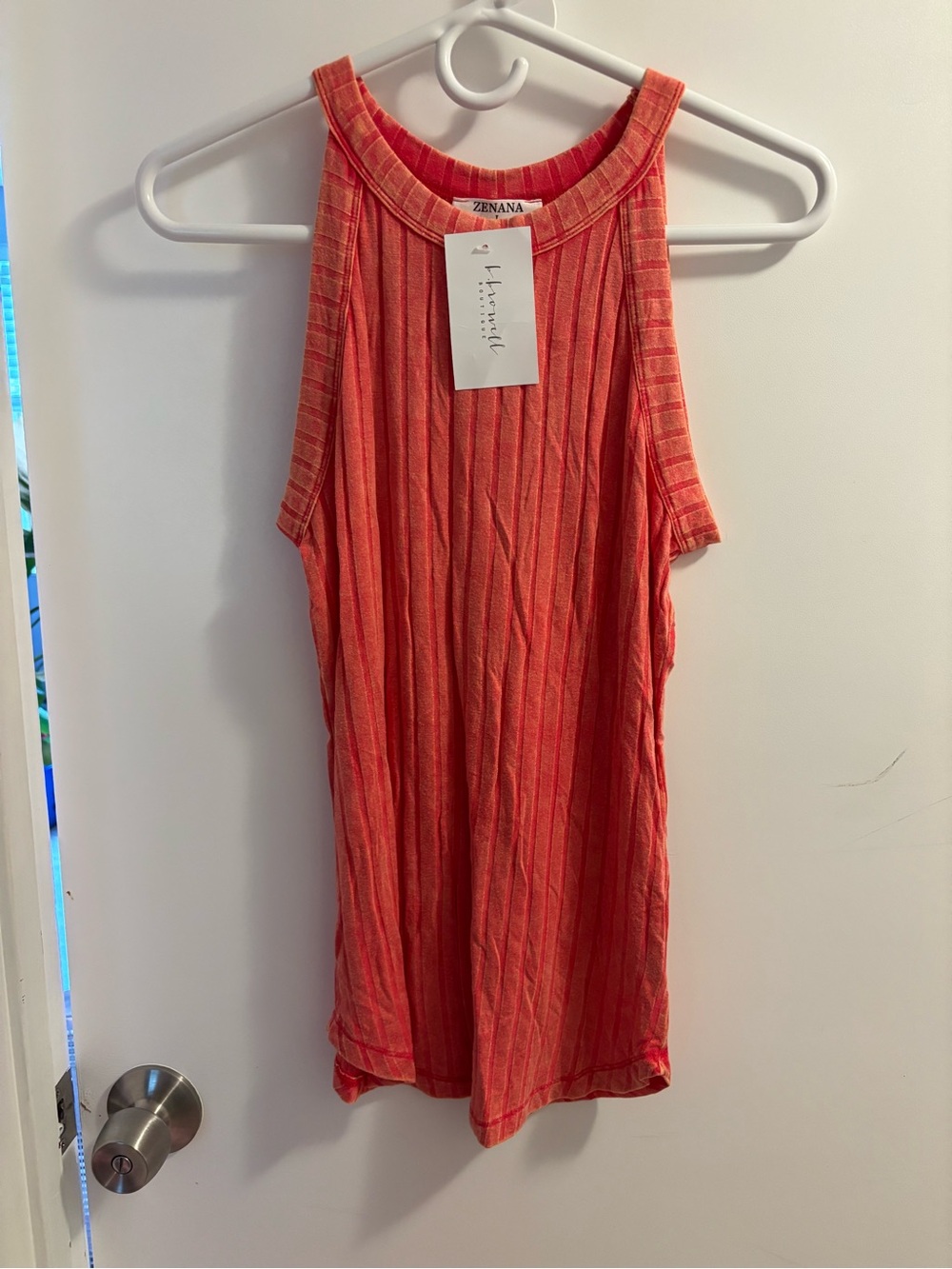 NWT Zenana Coral Ribbed Sleeveless Tank Top